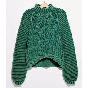 Free People Women's Sweatheart Cable Knit Cotton Mock Neck Sweater Size S
